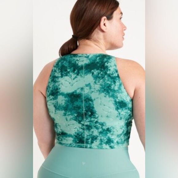 NWT Old Navy Plus Size Light Support Powerchill Green Tie-Dye Tank Top - Size 4X - Picture 2 of 11